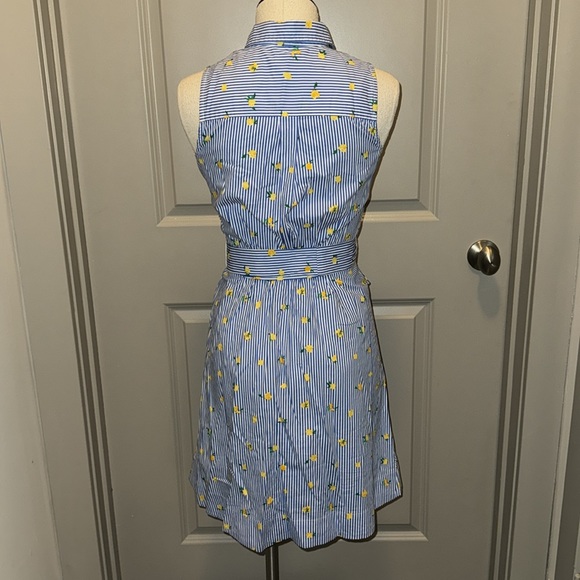 JCrew Factory lemon print striped shirt dress size 00P - Picture 5 of 8